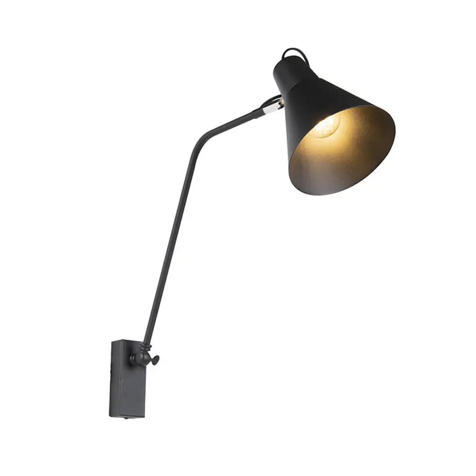 Qazqa wandlampen luna wl zwart e27
