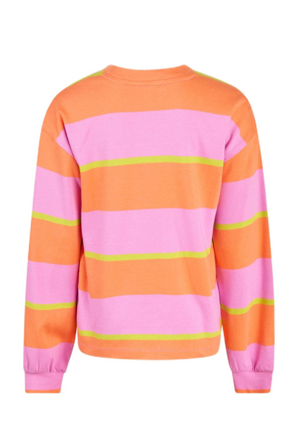 Shoeby gestreepte sweater roze/oranje/limegroen