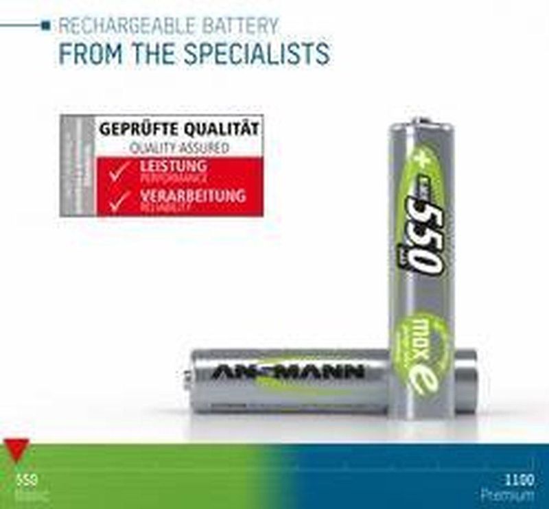 Ansmann - maxE - AAA Batterijen - Oplaadbaar - 550mAh - 4 Stuks