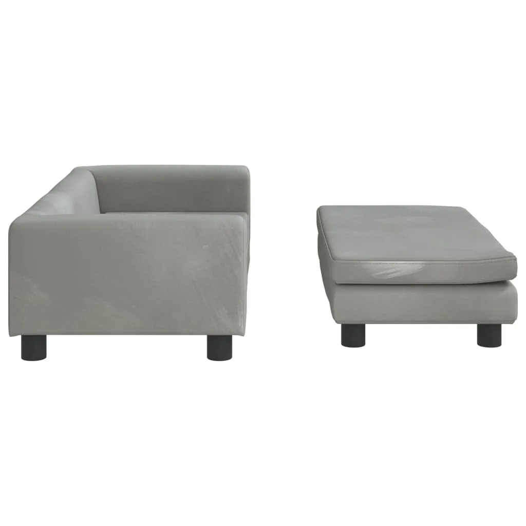 Cama para cães vidaXL com extensão, veludo cinza claro, 100x50x30 cm