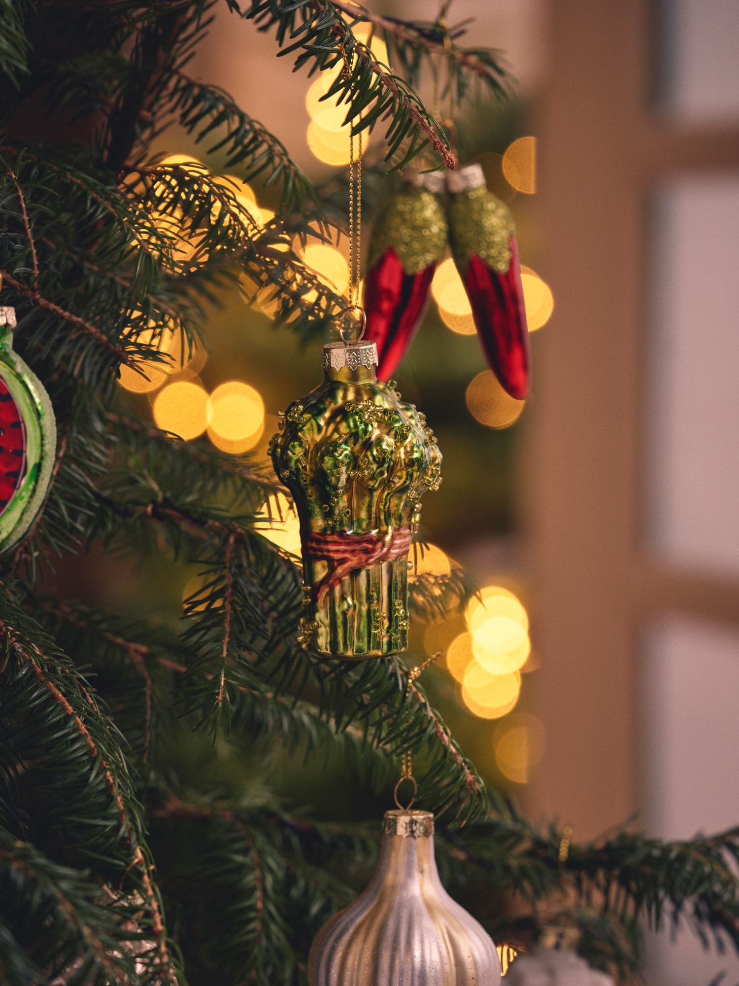 Juleophæng med asparges | Glas. 8 cm. | Green