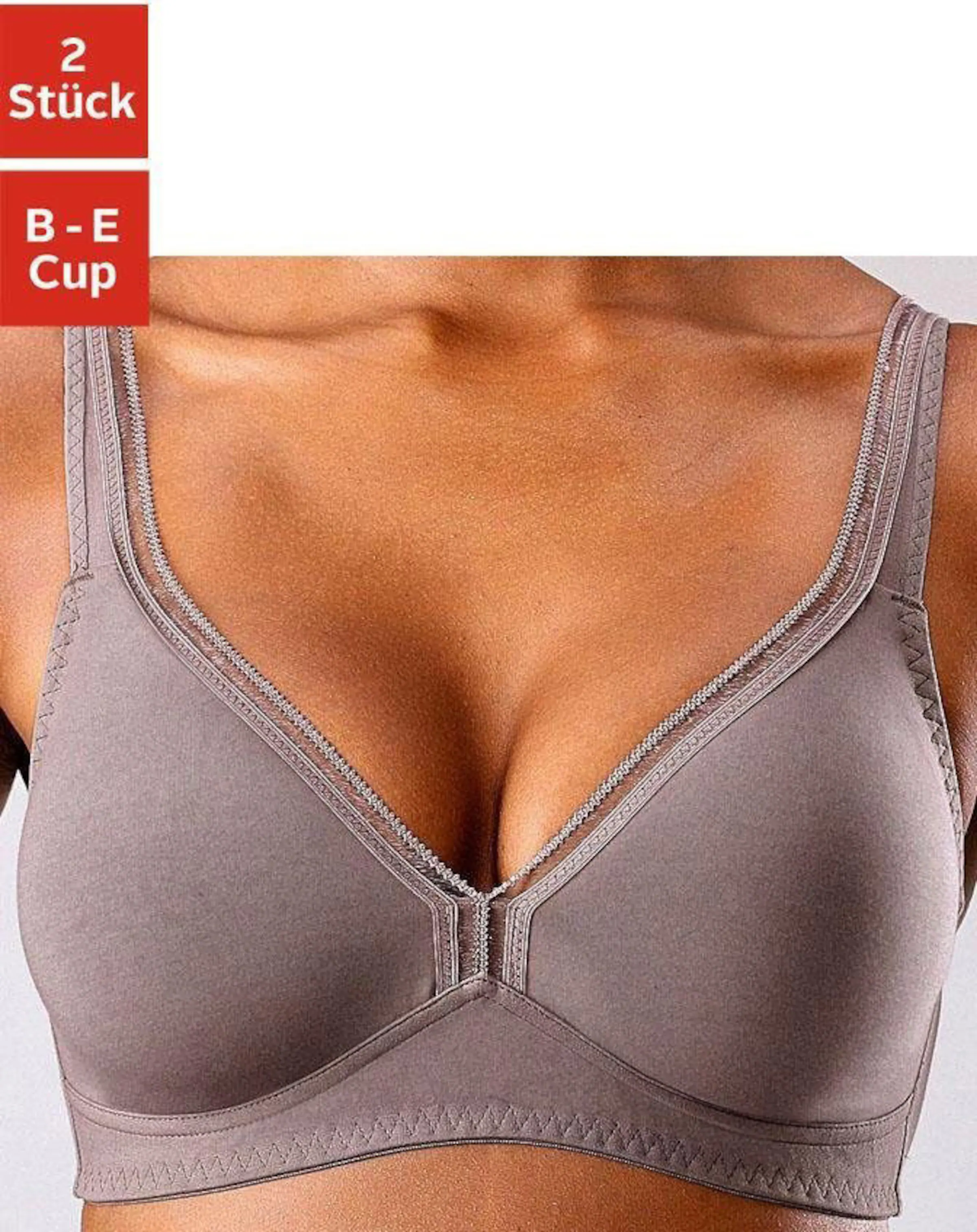 petite fleur T-Shirt-BH in taupe+weiß