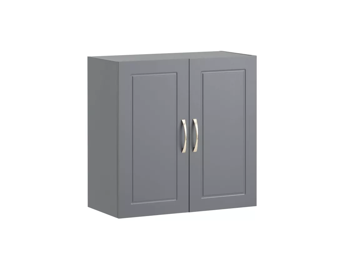 Meuble Haut Armoire de Toilettes Salle de Bain Suspendue 2 Portes Gris, FRG231-DG