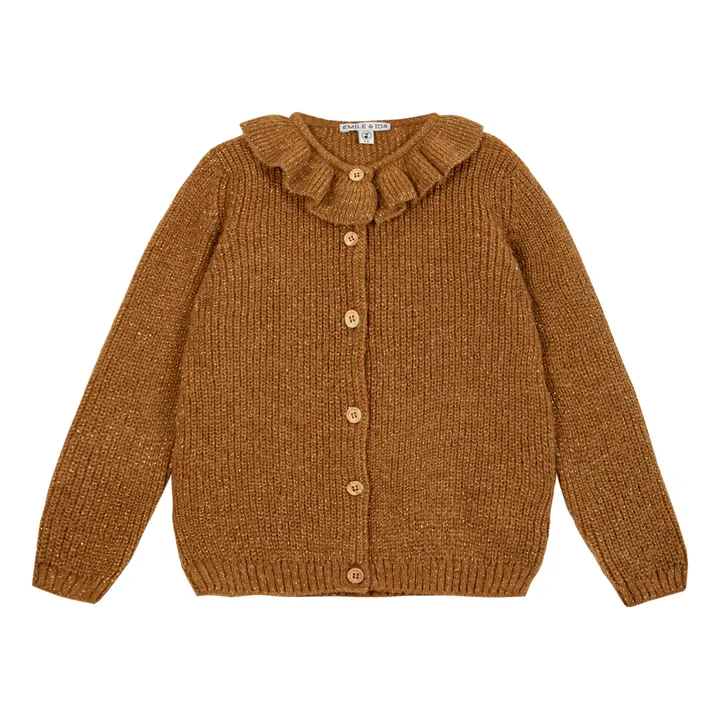 Emile et Ida Cardigan Lurex Col Volants | Caramel