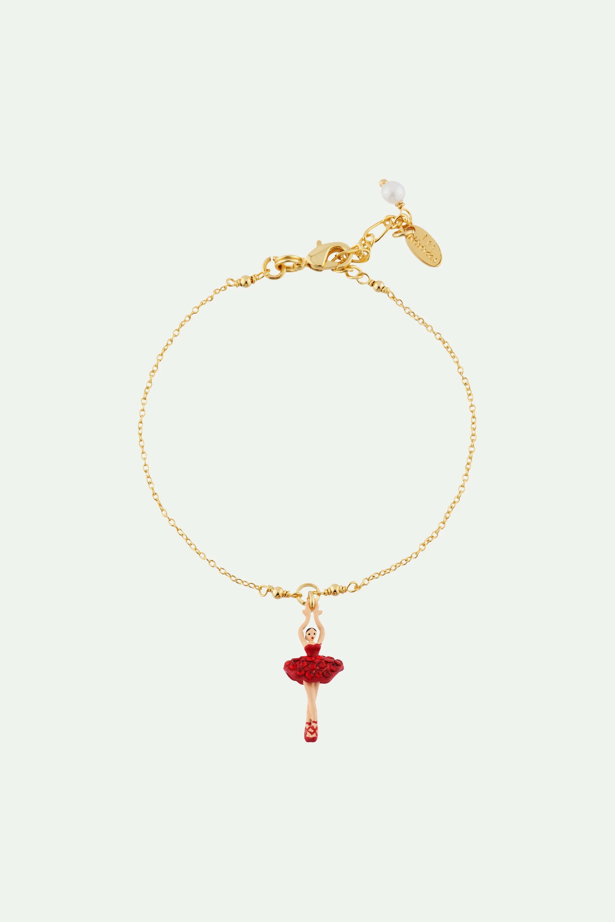 Bracelet mini ballerine en tutu pavé de strass s | Rouge