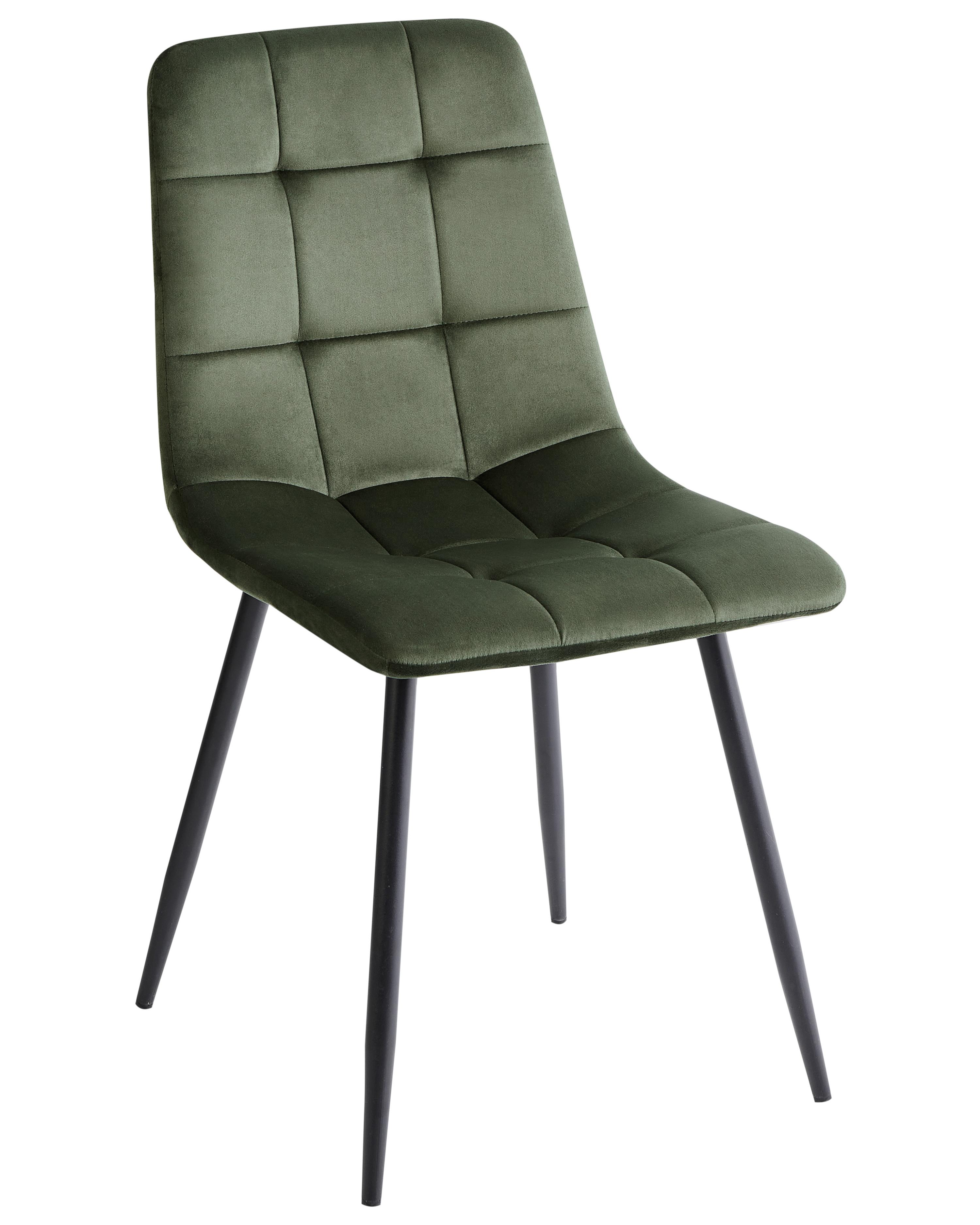 Set van 4 eetkamerstoelen POWELL Fluweel Olijfgroen
