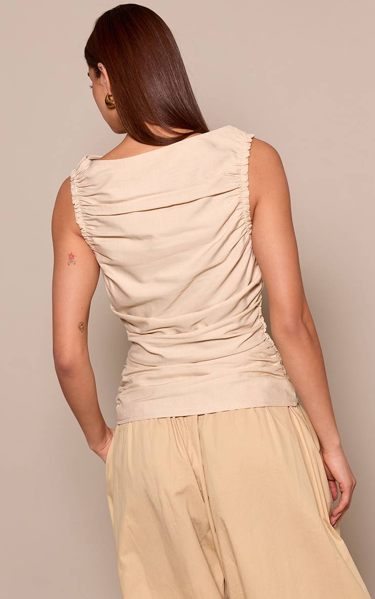 Top Sans Manches En Tissu Tissé Avec Détail Froncé