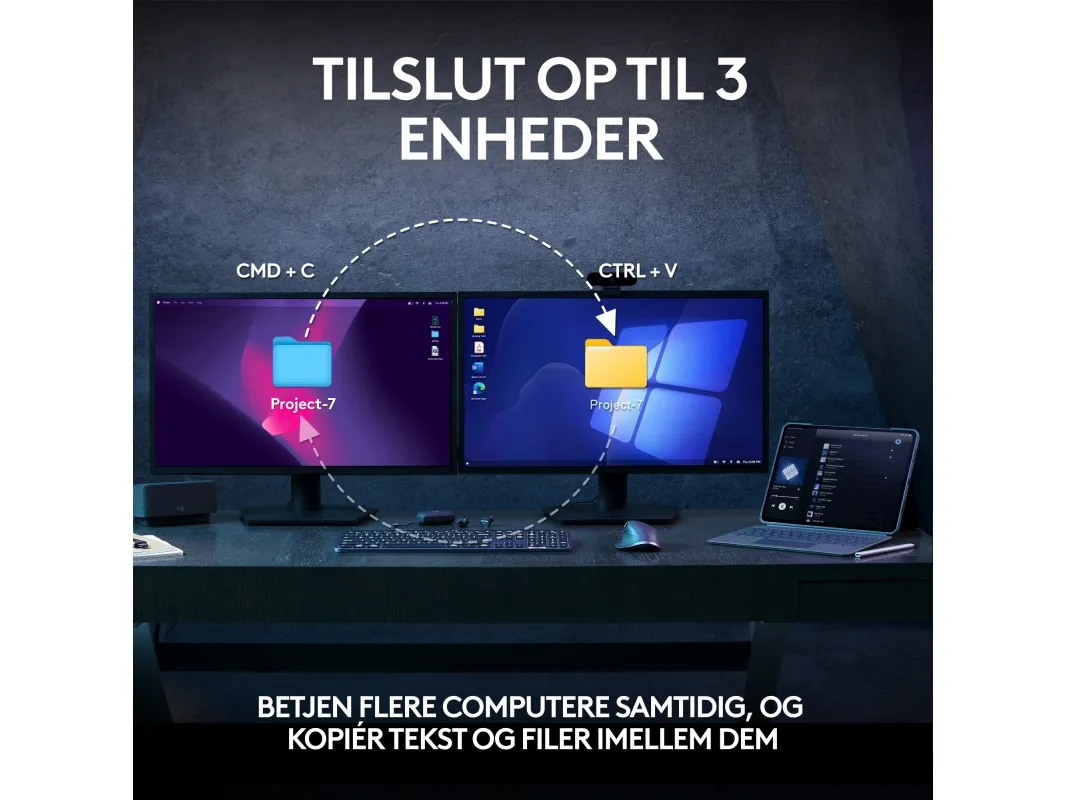 Logitech® | MX Keys S Combo  - Tastatur og mus-sæt - bagbelyst - trådløs - Bluetooth LE - QWERTY - Nordisk layout - Graphite
