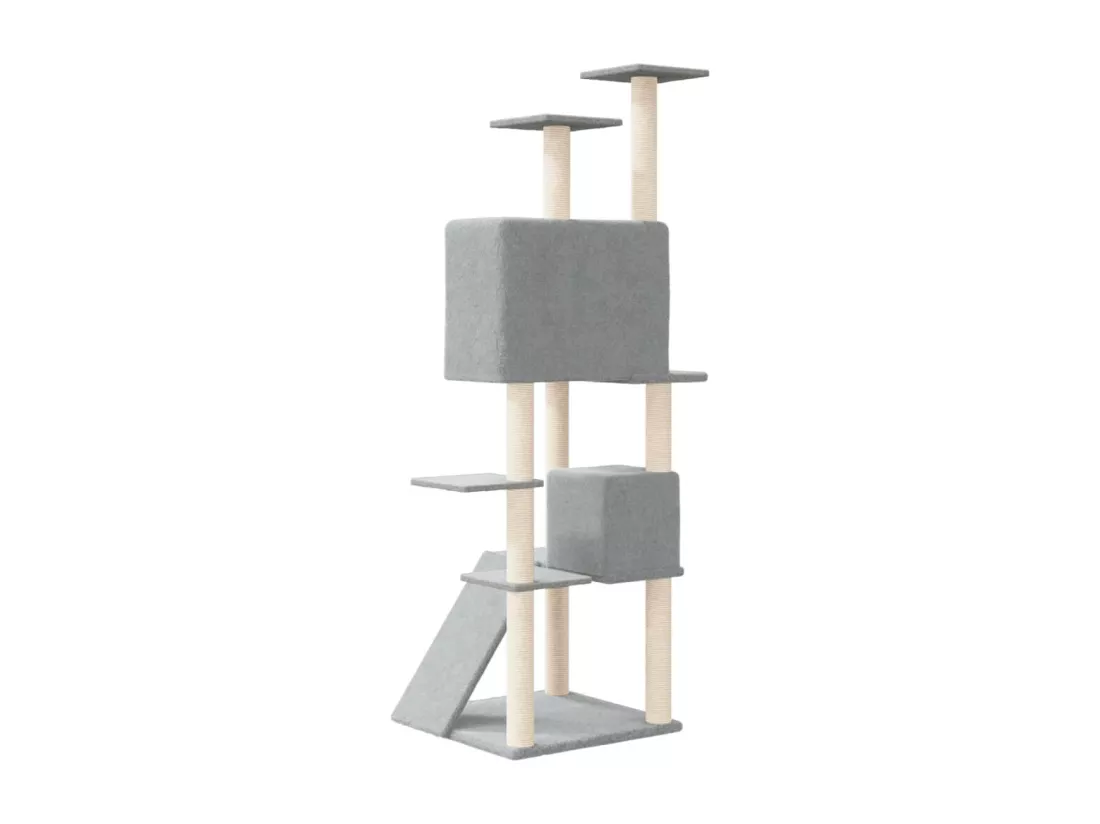 Arbre à chat avec griffoirs en sisal Gris clair 153 cm