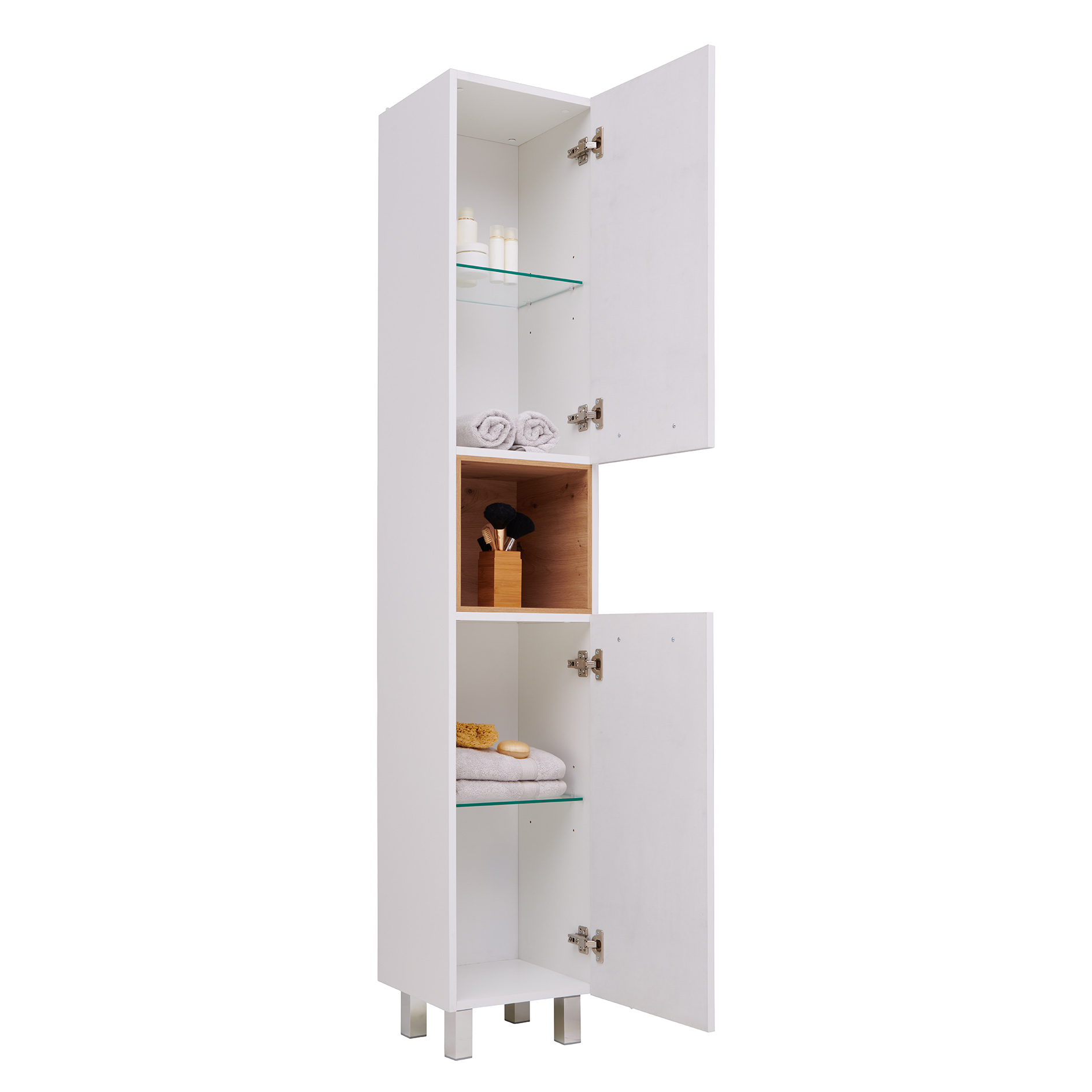 Hochschrank - weiß - Artisan Eiche - 35 cm