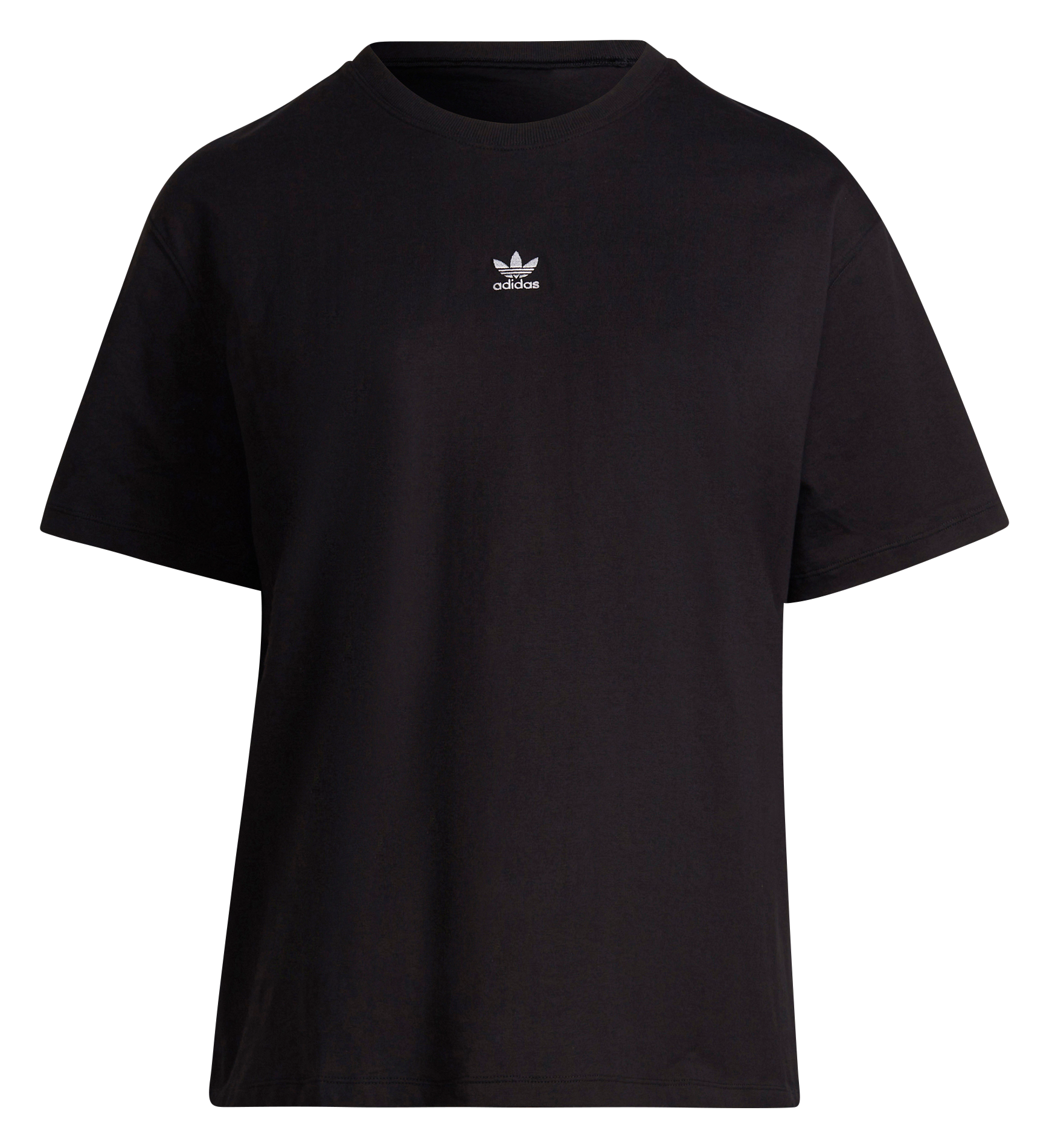 Tee-shirt col rond logo brodé en coton| Noir