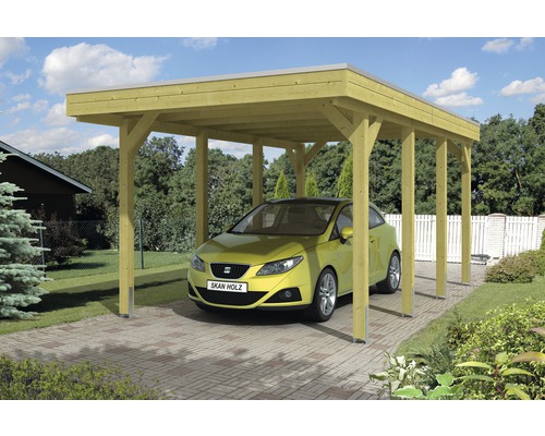 SKAN HOLZ Friesland enkele carport 314x555 cm met dompelgeïmpregneerd aluminium dak