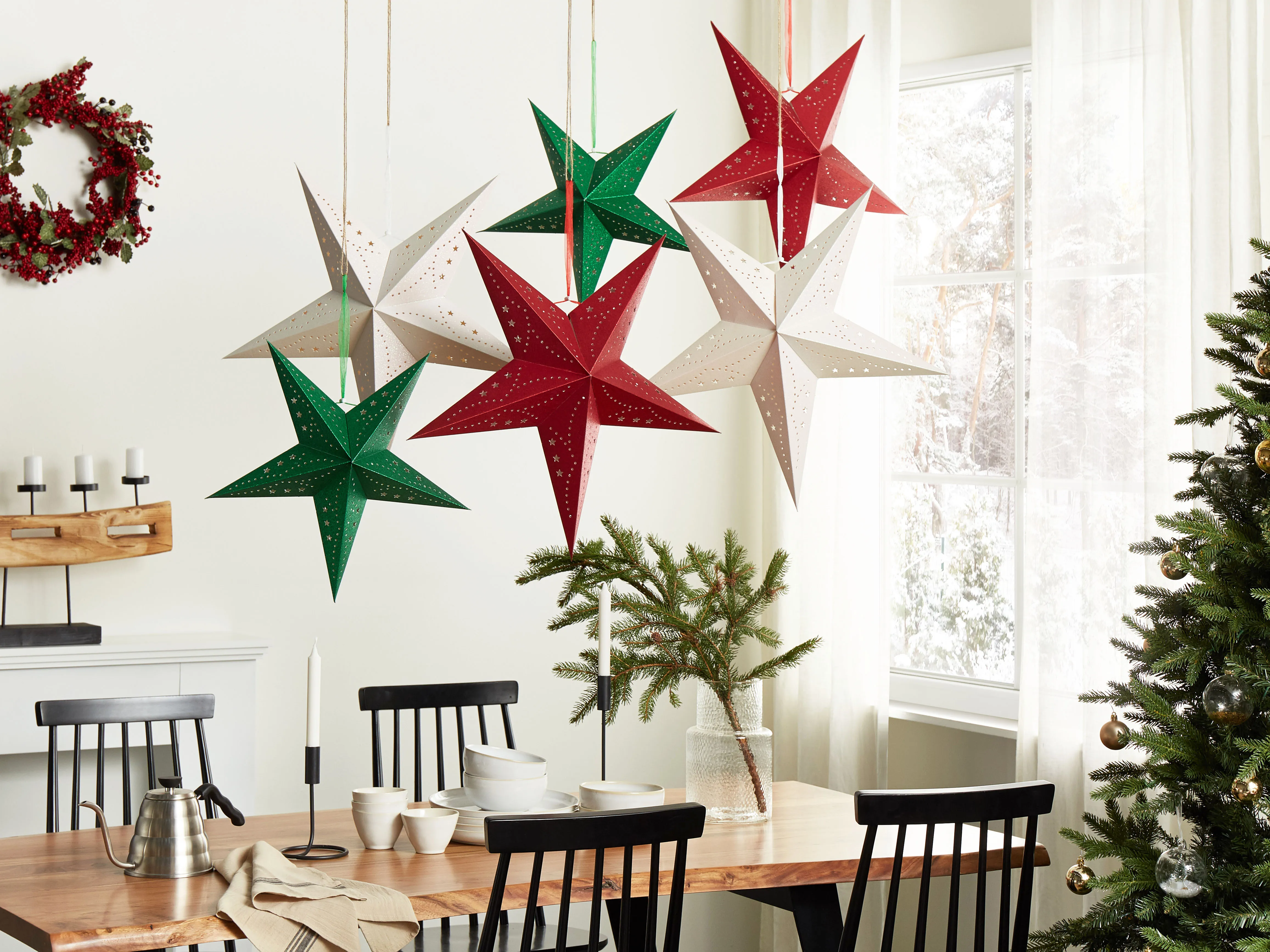 Set van 2 hangende decoraties LED MOTTI Ster 60 cm Wit