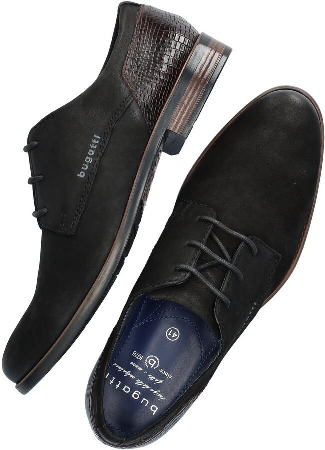Bugatti nubuck veterschoenen zwart