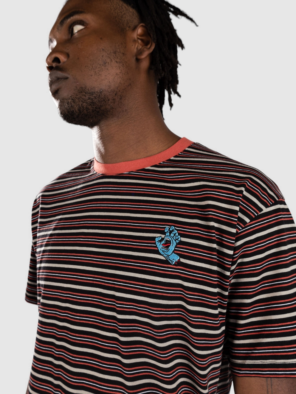 Santa Cruz Mini Hand Stripe T-Shirt black stone stripe