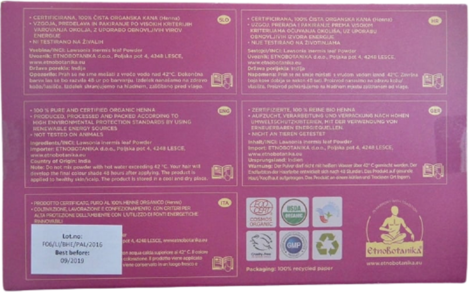 EtnoBotanika  Organic Henna, 100 g