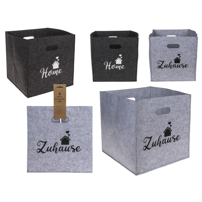 Box aus Filz - Home oder Zuhause - ca. 32 x 32 x 32 cm - 1 Stück