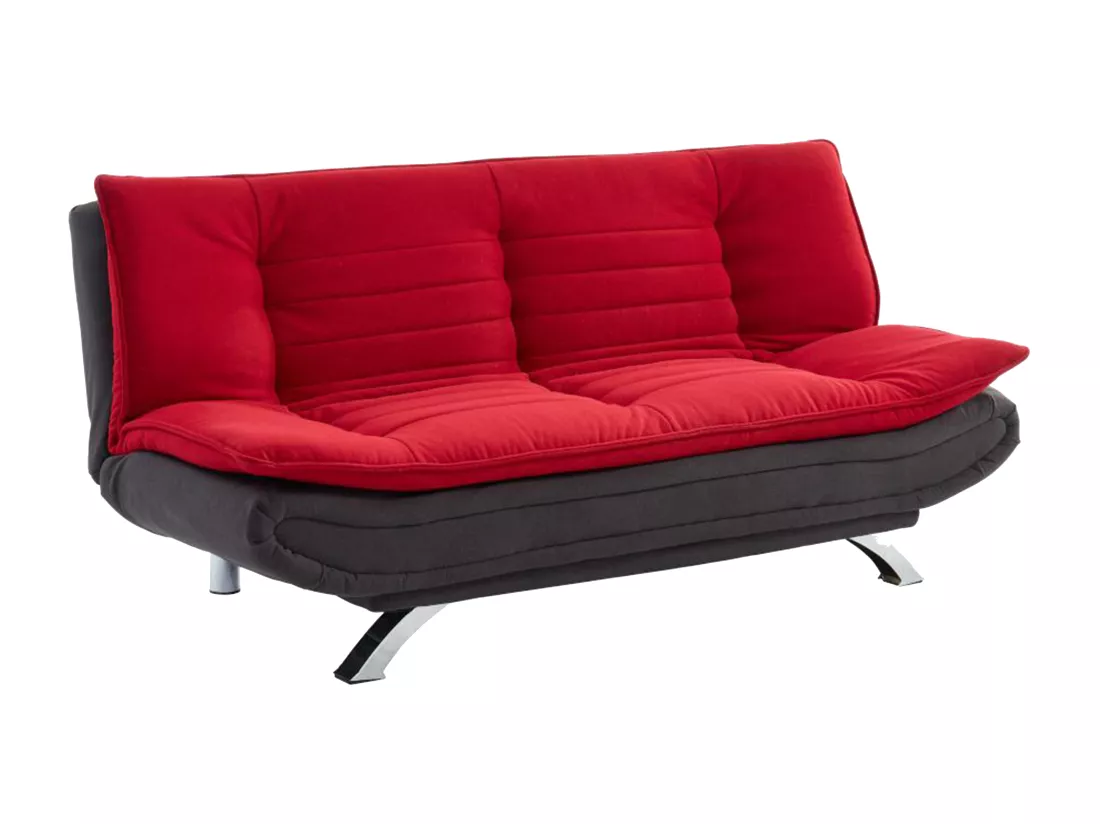 Canapé convertible clic-clac en tissu DEMIDO III - Bicolore rouge et anthracite