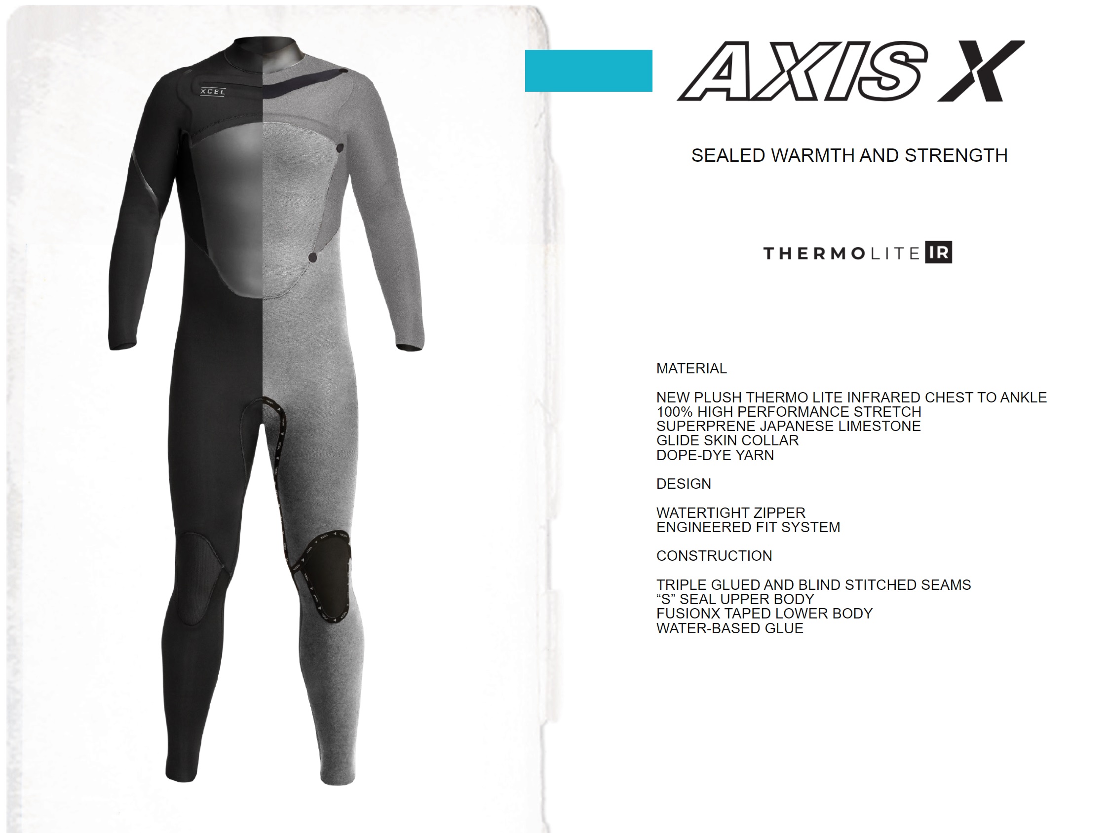 Xcel Combinaison Mens Axis X  5/4 mm Hooded / Cagoule - Black Black