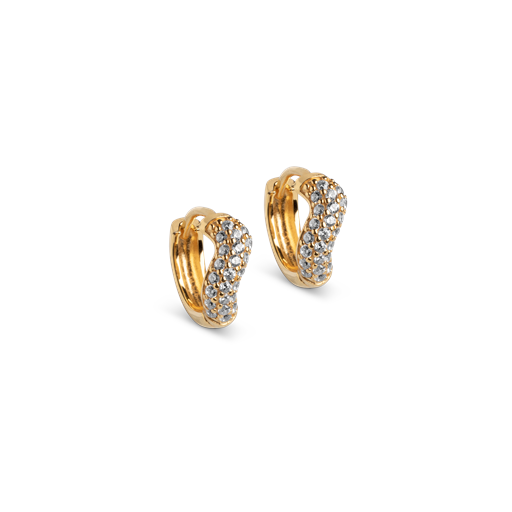 ENAMEL Copenhagen Sparkling Curve Large Hoops, Guld/Hvid