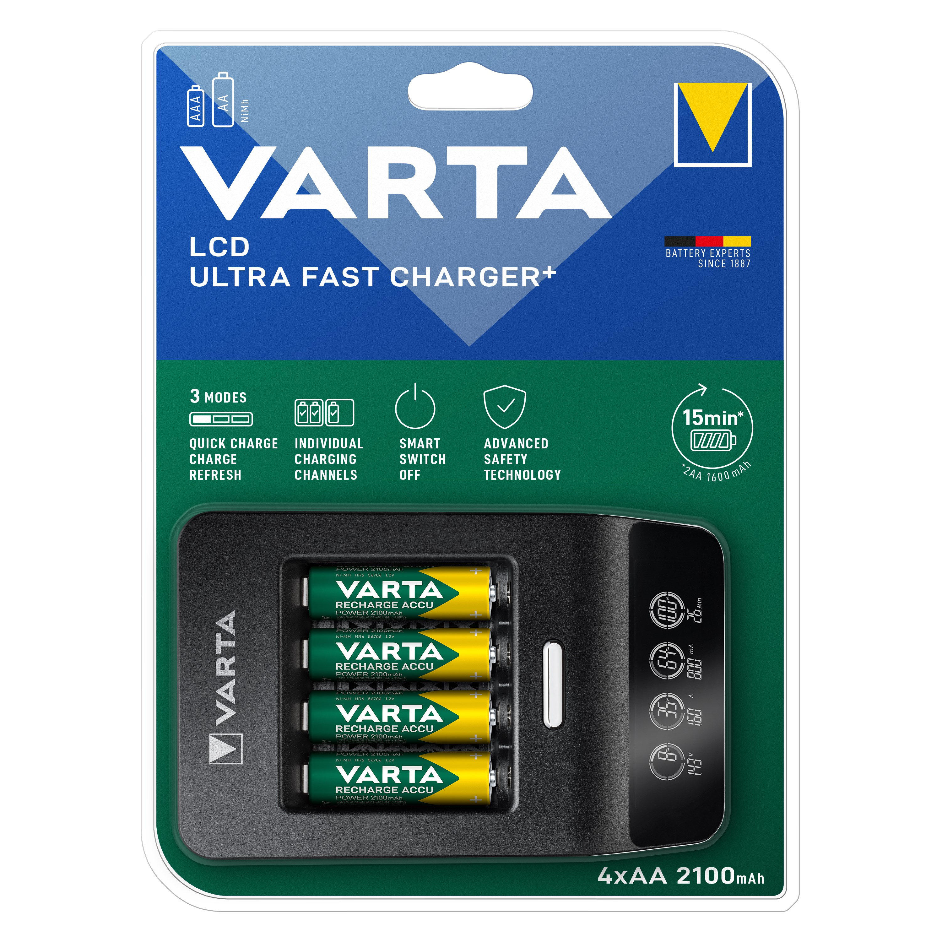Varta Rask batterilader med overvåking