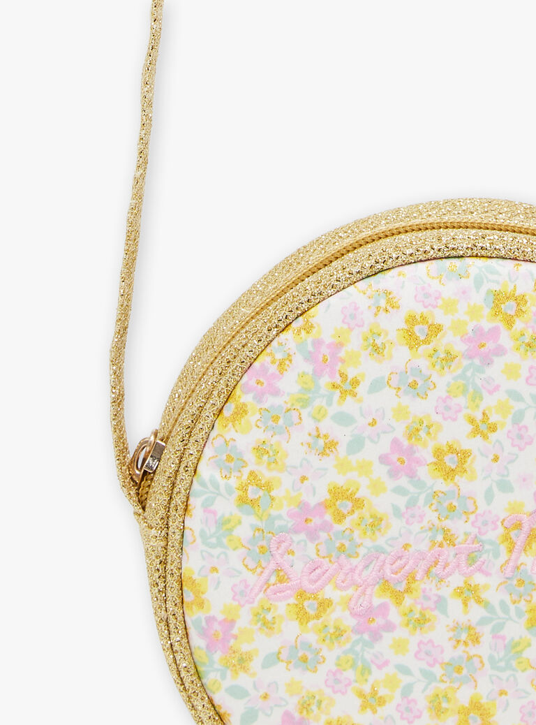 Sac doré pailleté à fleurs
