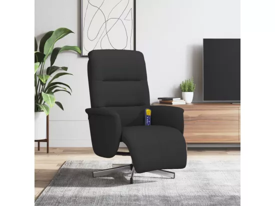 Fauteuil inclinable de massage avec repose-pieds noir tissu