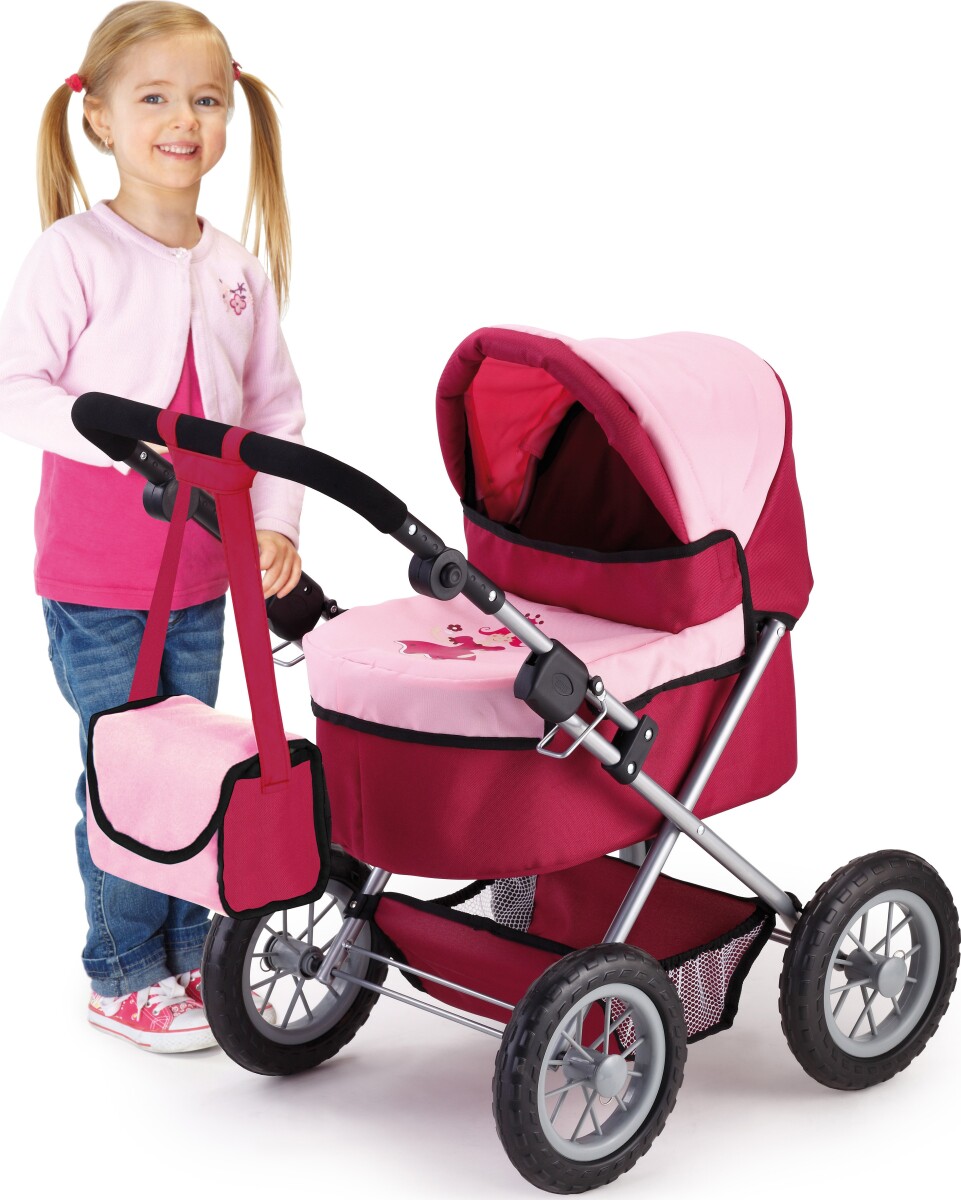 Bayer - Dukkevogn - Trendy Dukke Barnevogn - Rød Pink
