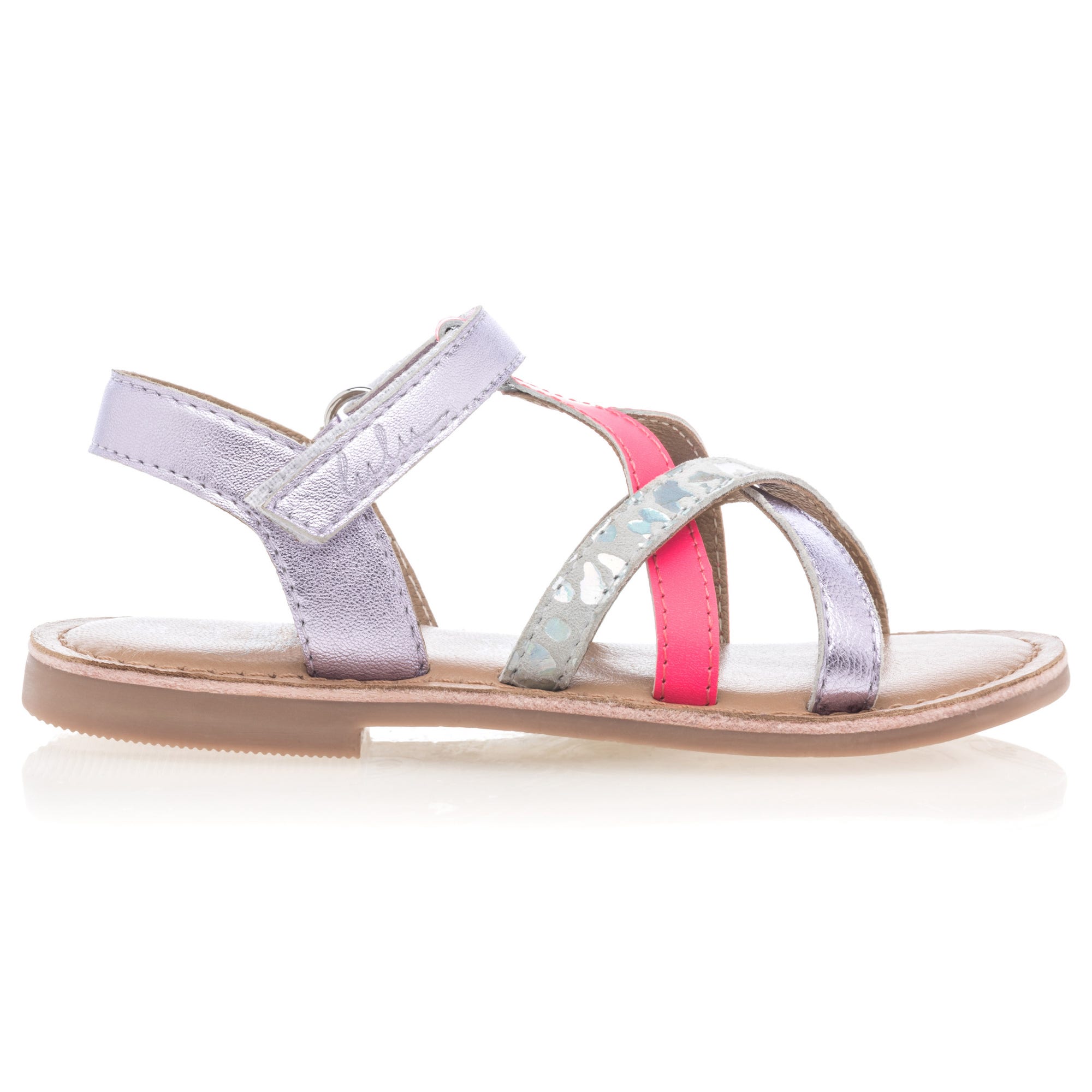 Nu-pieds Fille en cuir rose