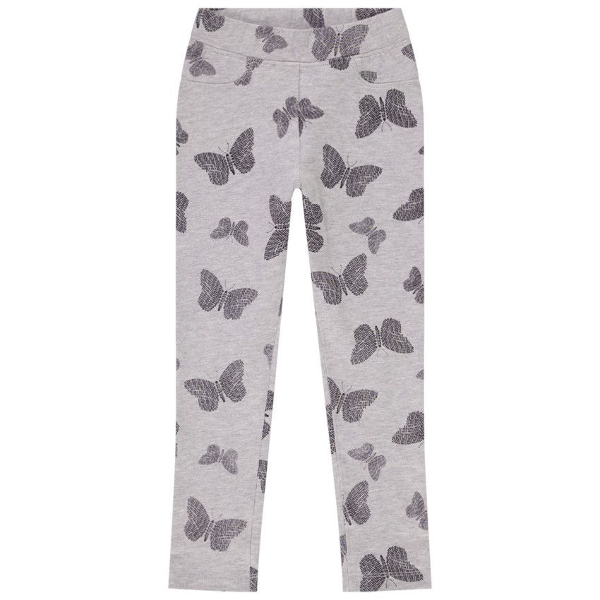 Legging en french terry imprimé fantaisie pour fille - Gris clair