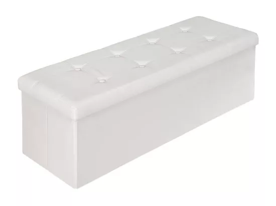 Banc coffre de rangement cuir blanche 110 x 38 x 38 cm 2208144
