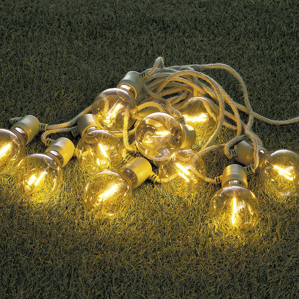 Guirlande ampoule 10 LED blanc chaud corde verte 4,5 m