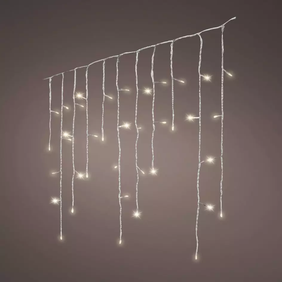 Stalactite lumineuse 17,80 m 720 LED câble transparent Stars Blanc chaud