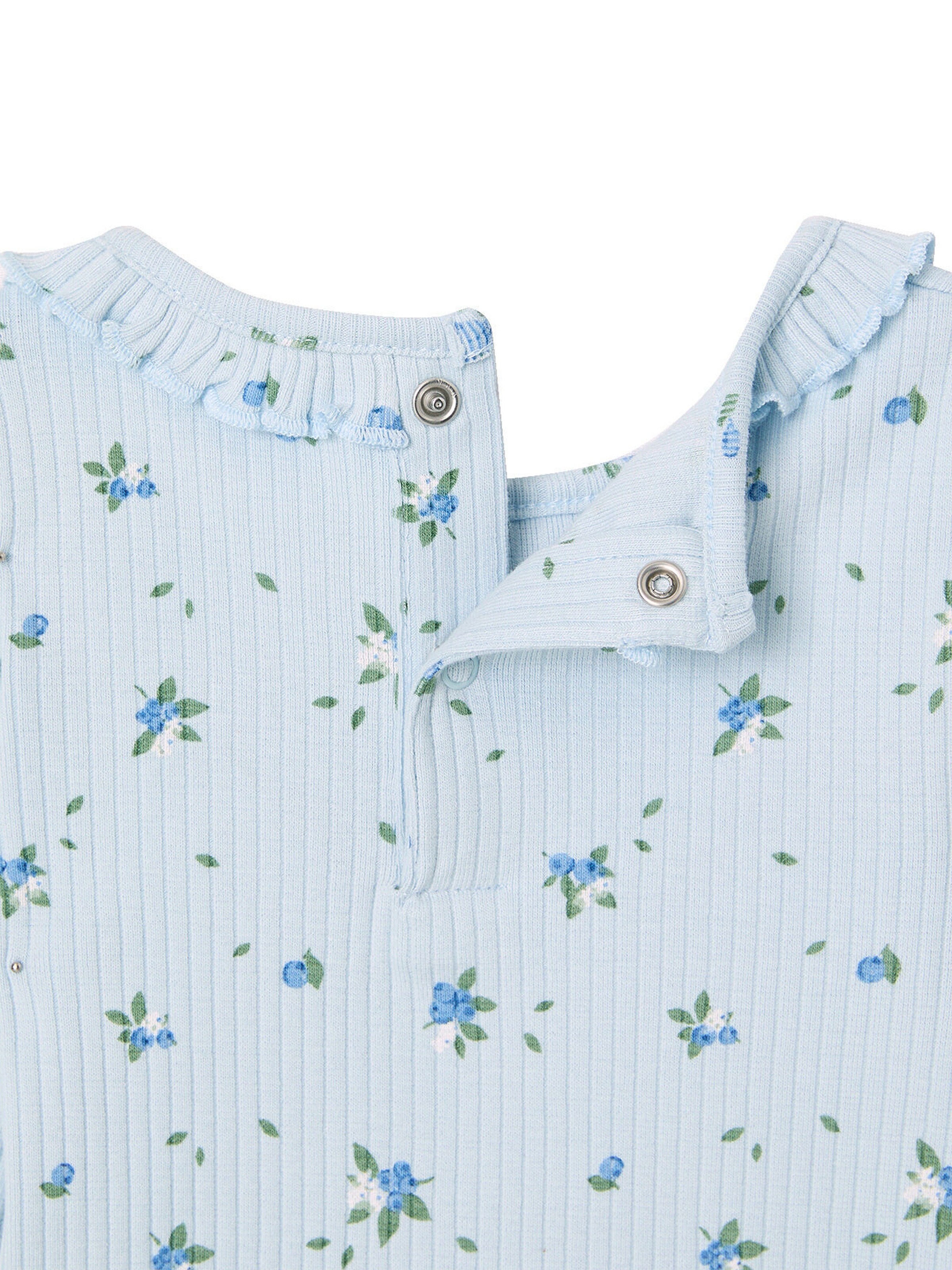 Vertbaudet Bio-Kollektion: geripptes Baby Shirt mit langen Ärmeln himmelblau