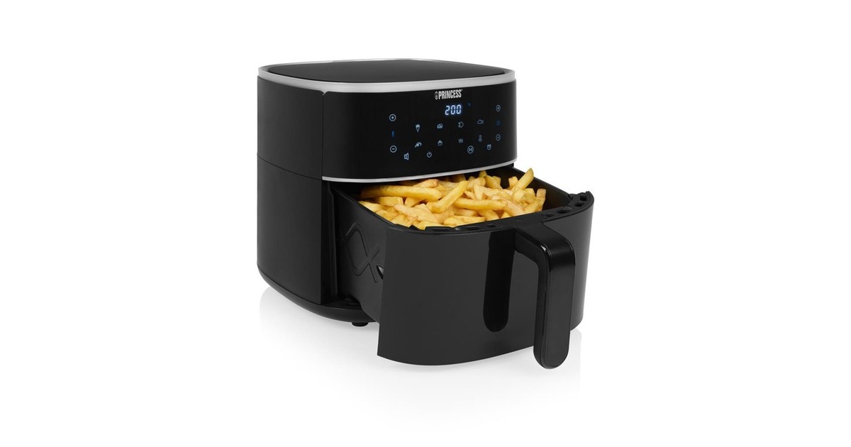PrincessDigitale Airfryer 6L heteluchtfriteuse  (Zwart, 6 liter)