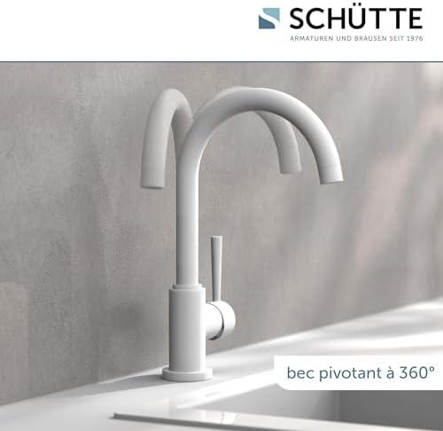 SCHÜTTE Cornwall 79161 Robinet de cuisine pivotant à 360 ° avec mitigeur monocommande Blanc : Bricolage