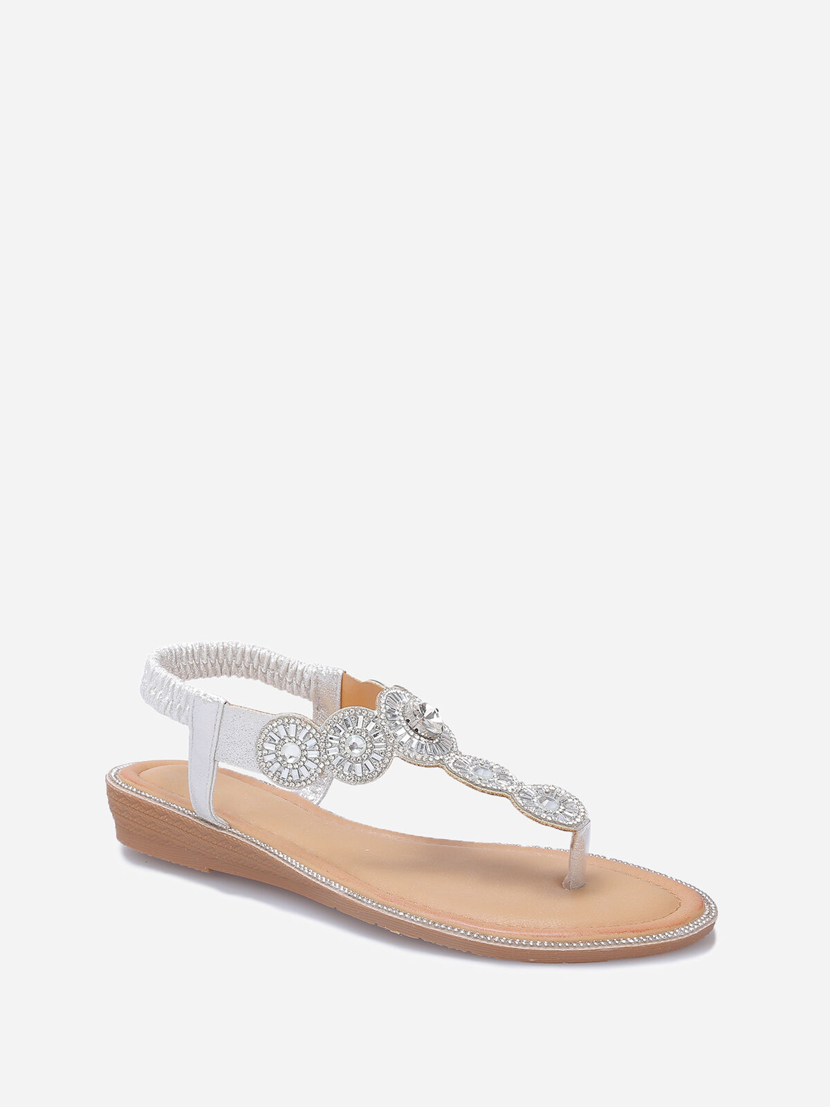 Nu-pieds pailletés à strass- Argenté