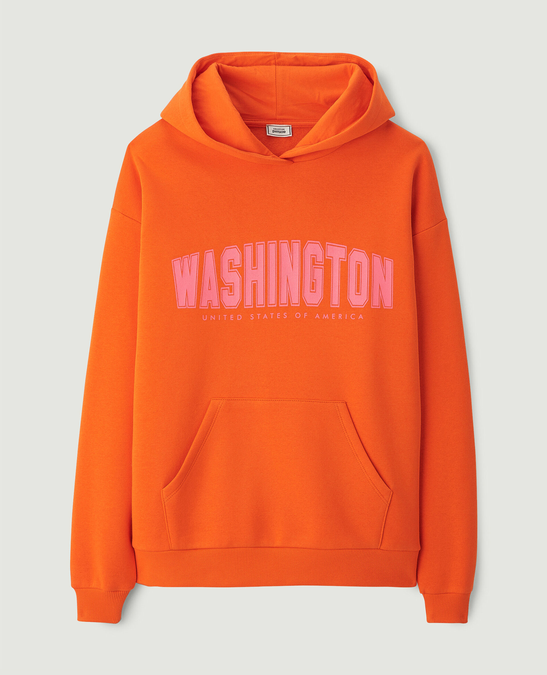 Sweat capuche avec flocage - Orange
