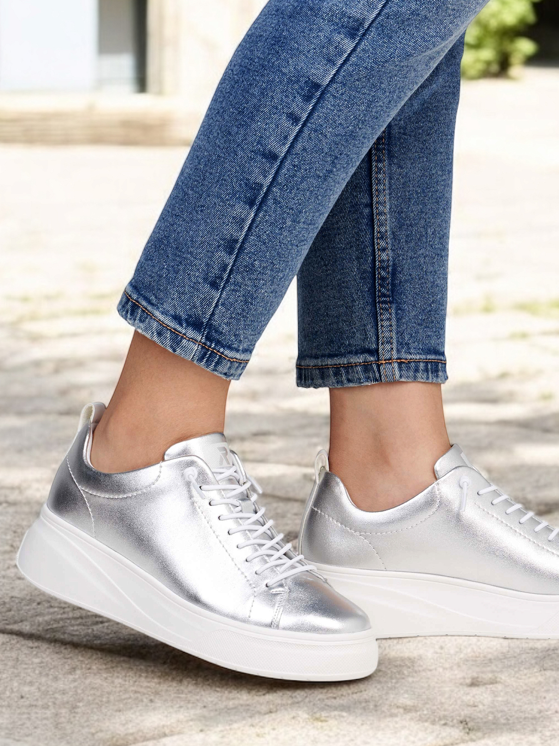 Rieker ShineWalk Silver Leather