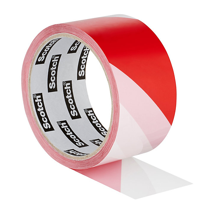 Bande de marquage Scotch blanc et rouge, 50 mm x 33 m x 0,15 mm
