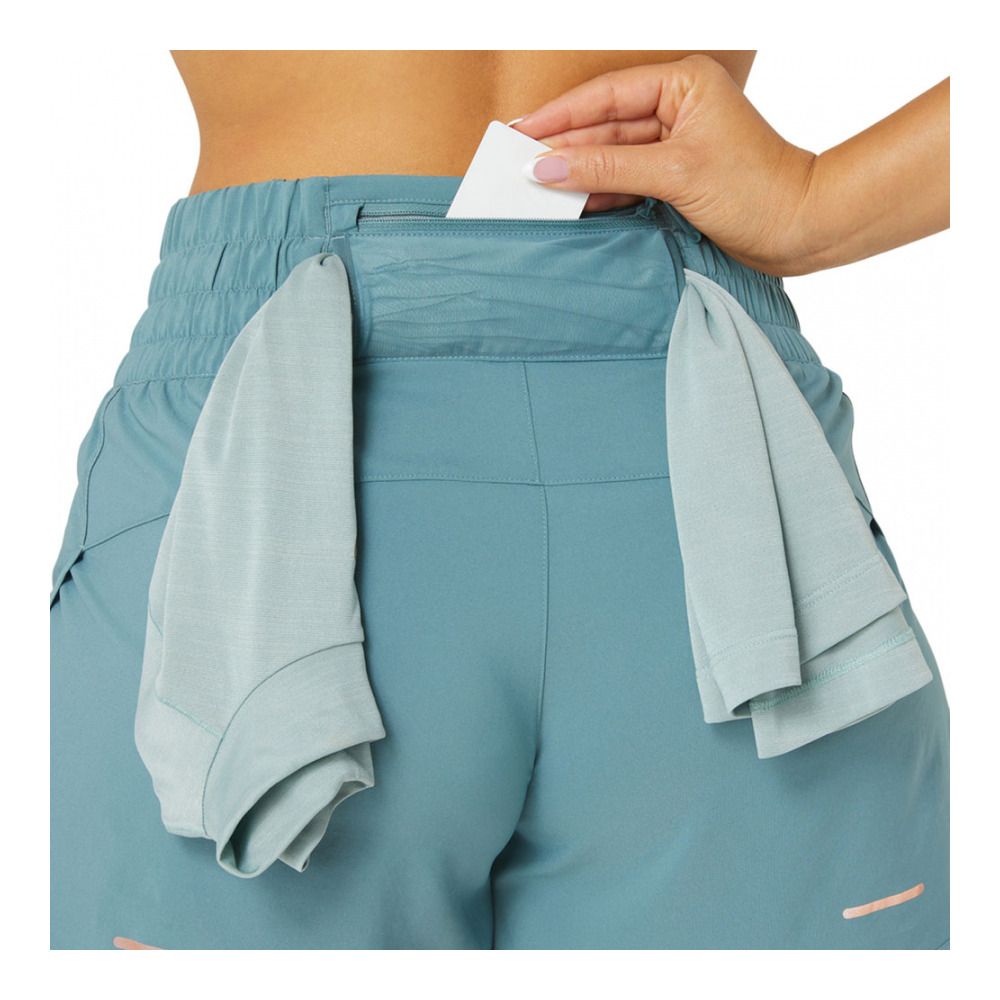 Asics NAGINO 4IN RUN - Short Femme foggy teal