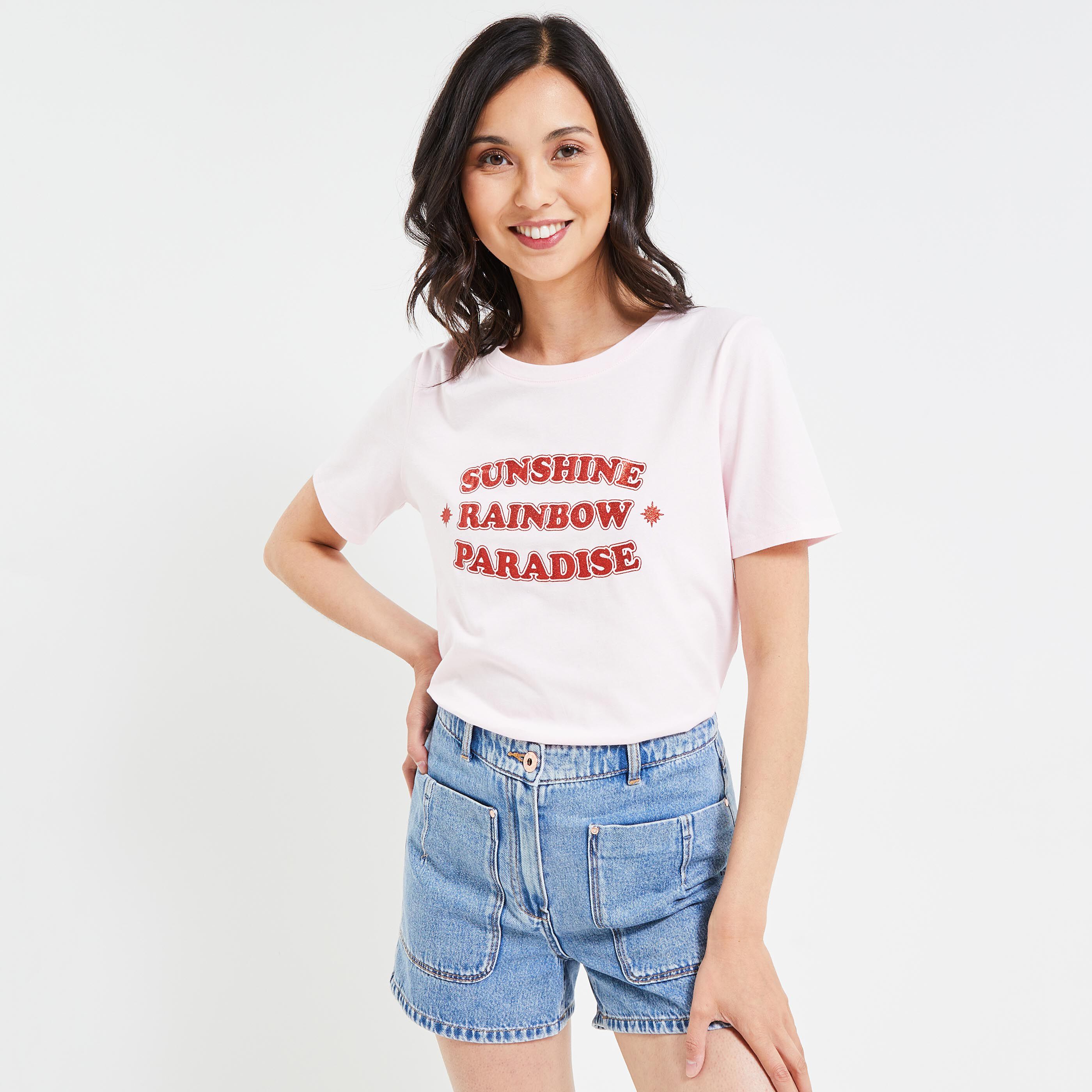 T-shirt à message femme - ROSE PALE