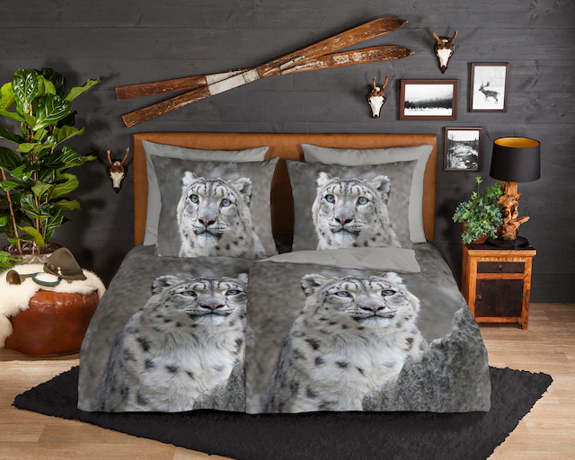 good morning Wendebettwäsche »Chief« 2 Stk. tlg. Biber, 135x200, Winter, Warm, Reissverschluss, Wendeoptik, Leopard