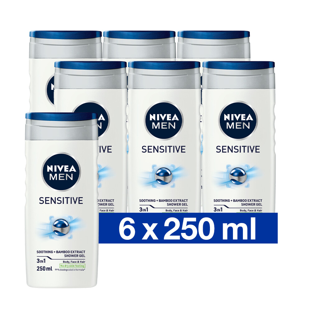6x Nivea Men Douchegel Sensitive250 ml