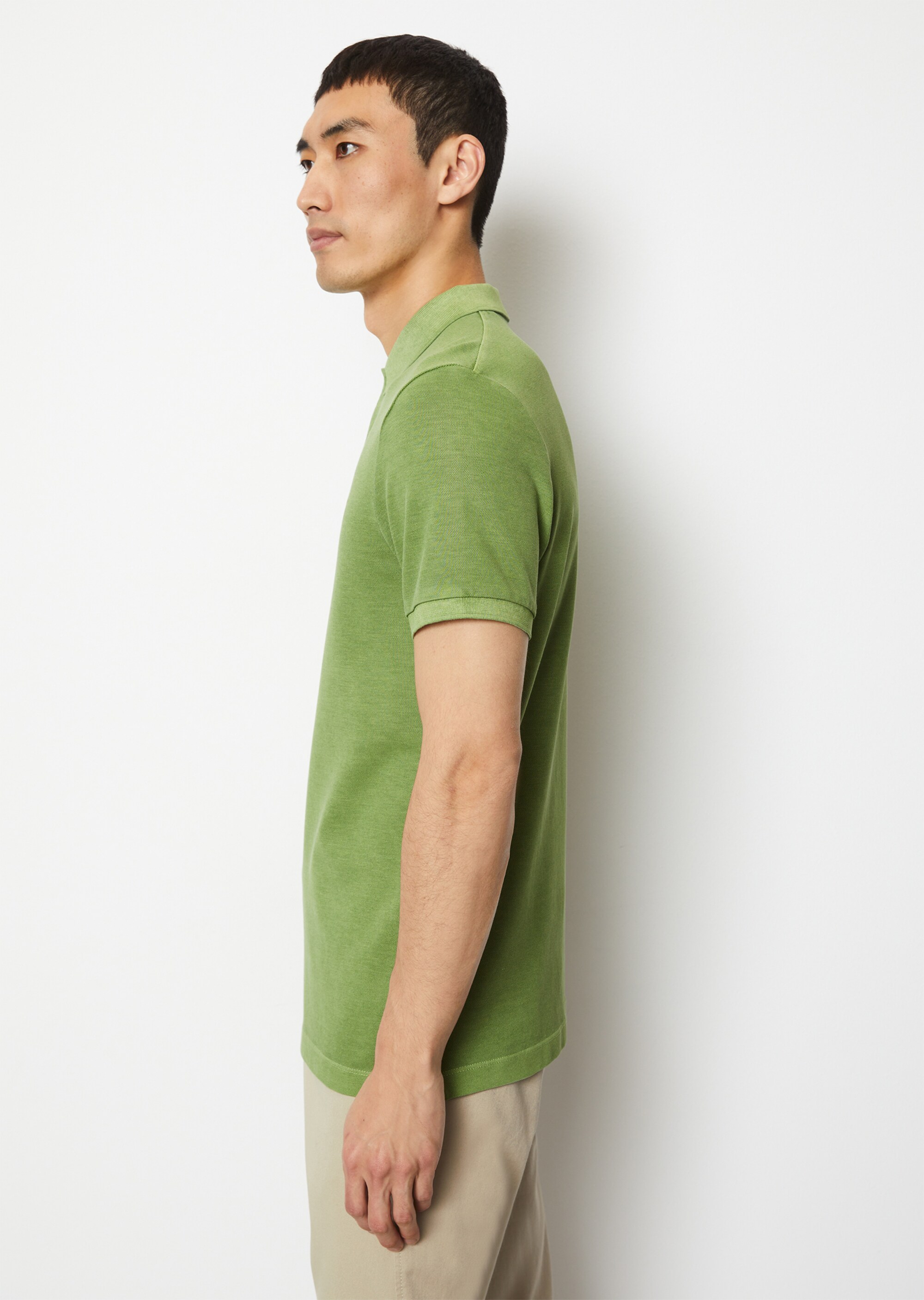 Kurzarm-Poloshirt Piqué shaped aus Organic Cotton-Stretch