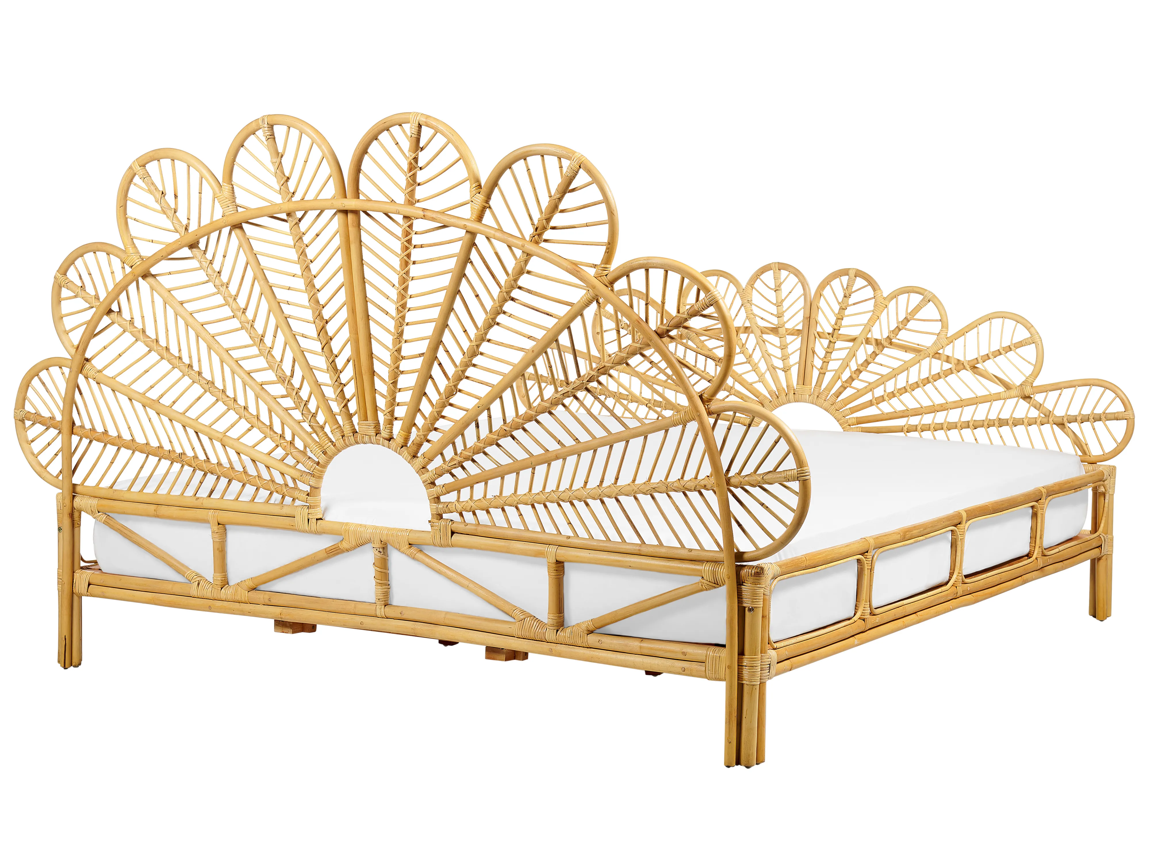 Bed Rotan FLORENTINE 180 x 200 cm Lichtbruin