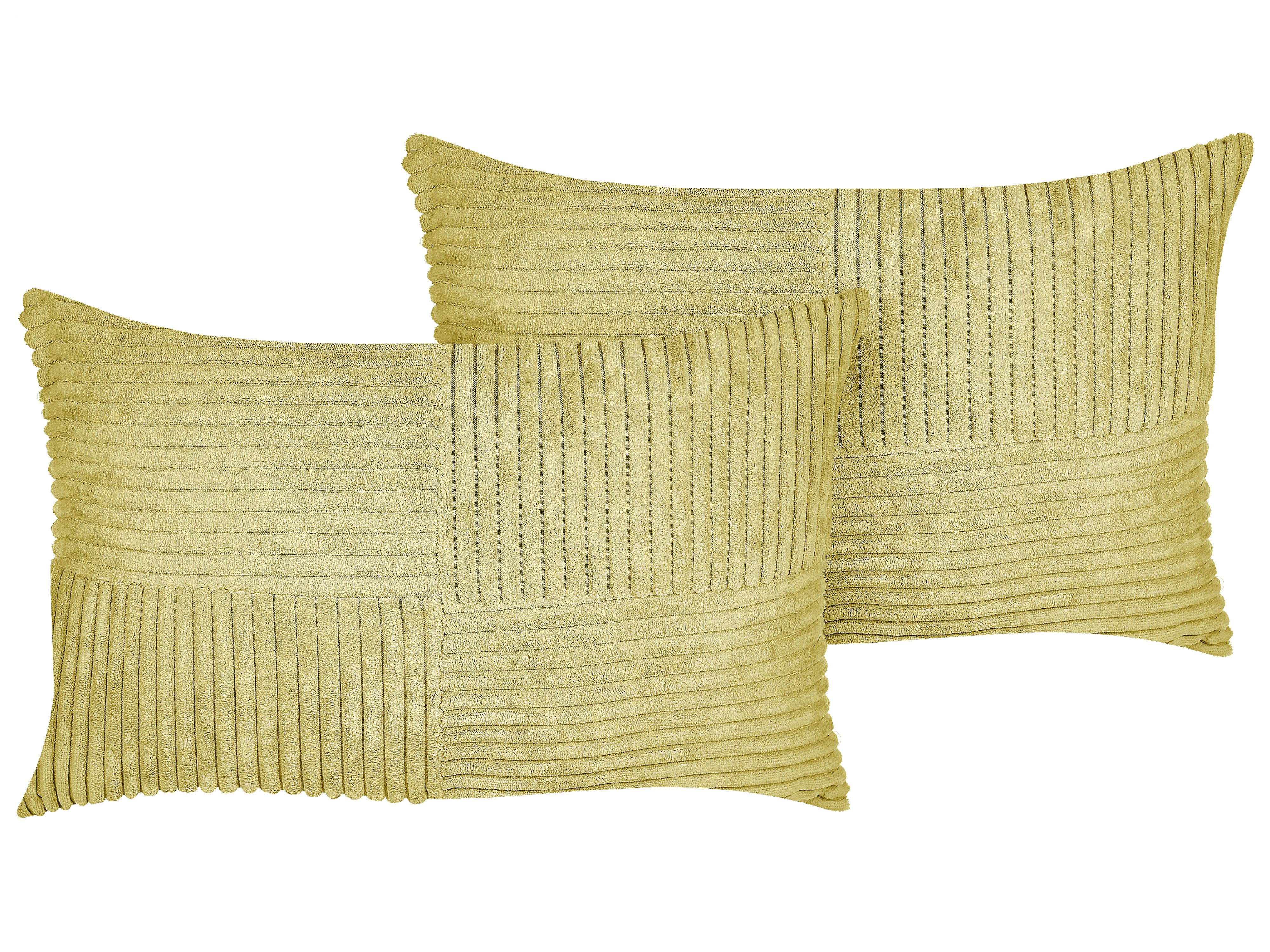 Set van 2 sierkussens MILLET Corduroy 30 x 50 cm Olijfgroen geometrisch patroon