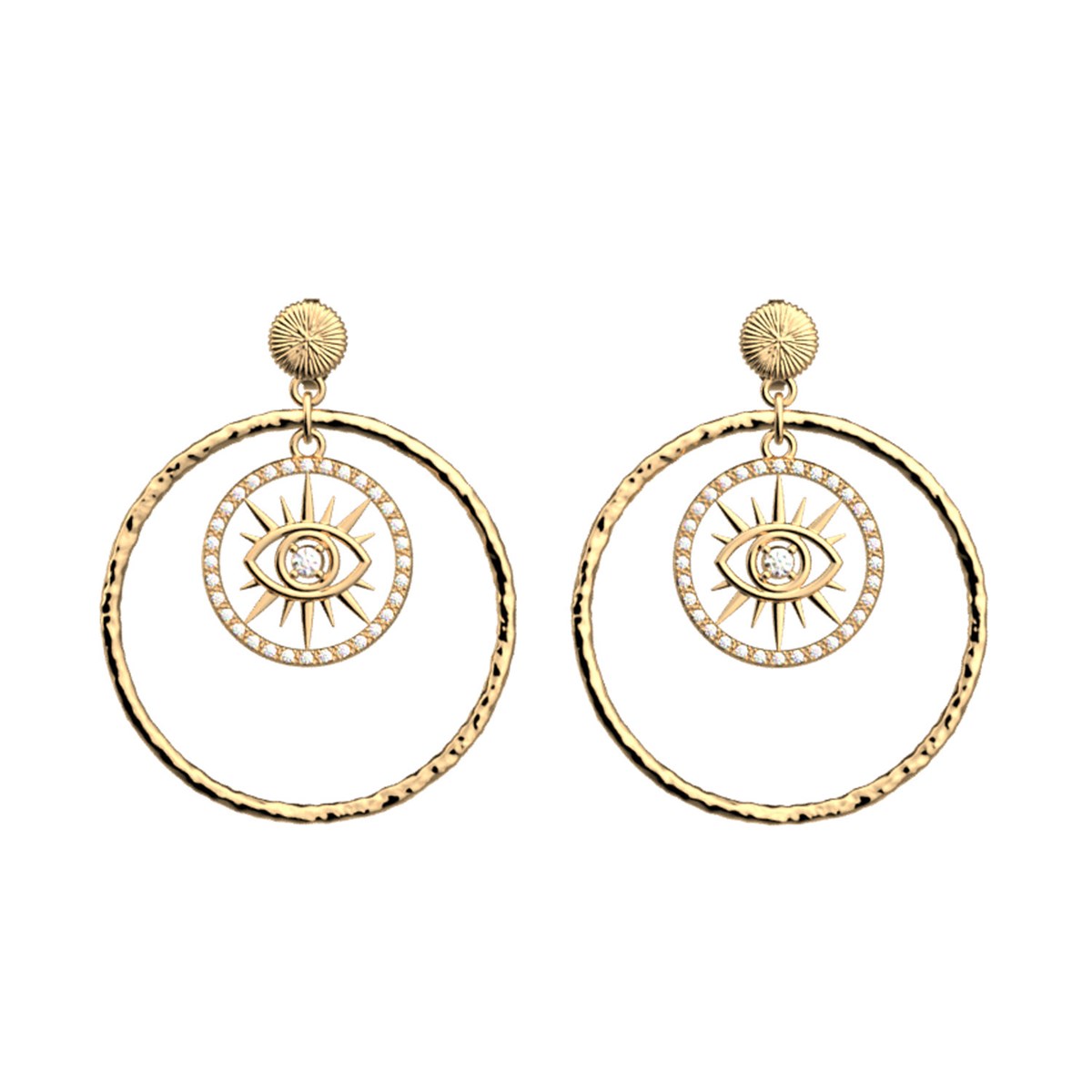 Boucles d'oreilles Les Georgettes Oeil doré16mm