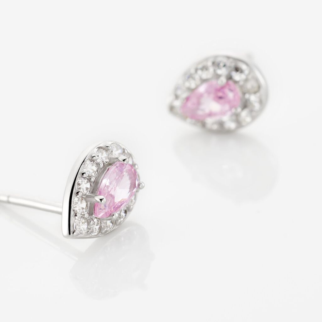 Boucles D'oreilles Puces Argent Blanc Tania Oxydes De Zirconium