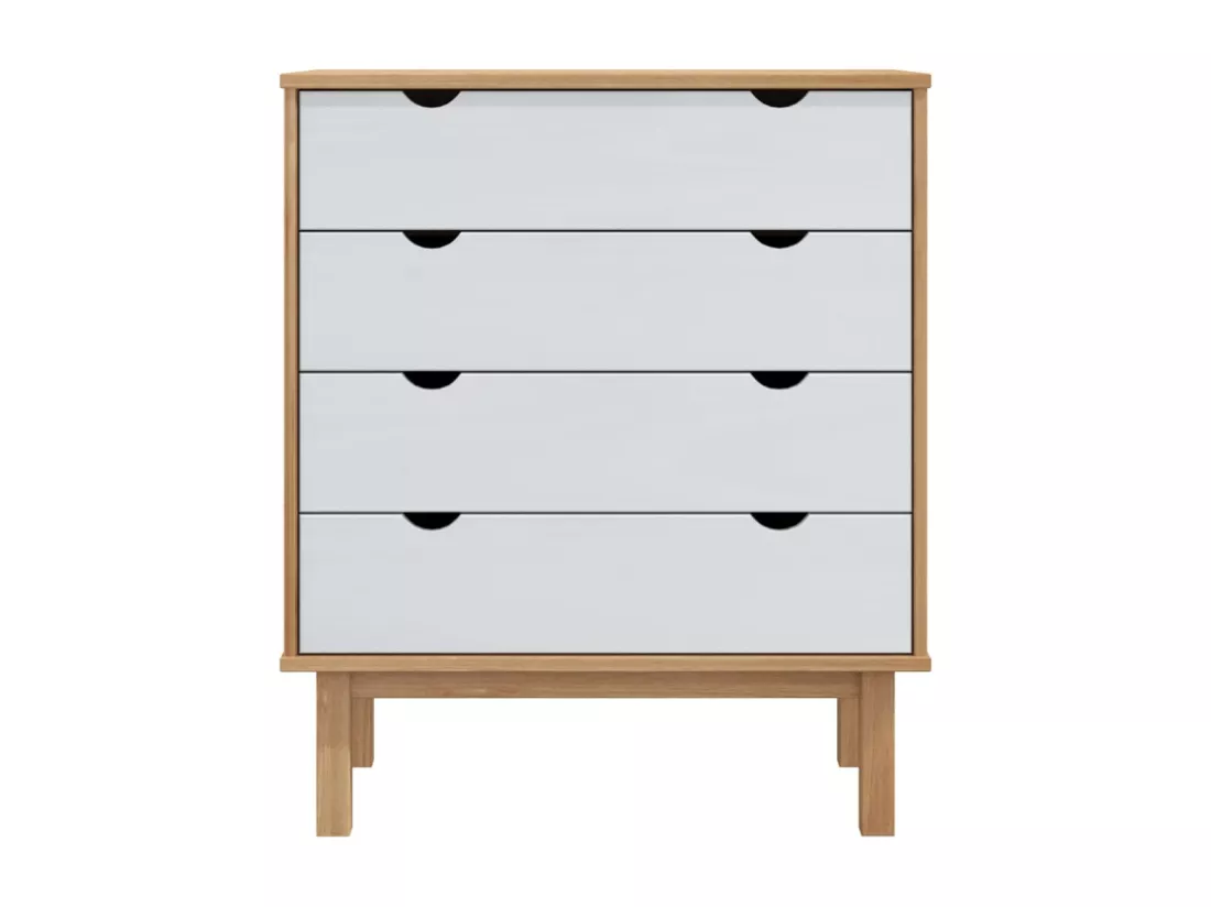 Commode OTTA Marron et blanc 76,5x39,5x90 cm Bois de pin massif